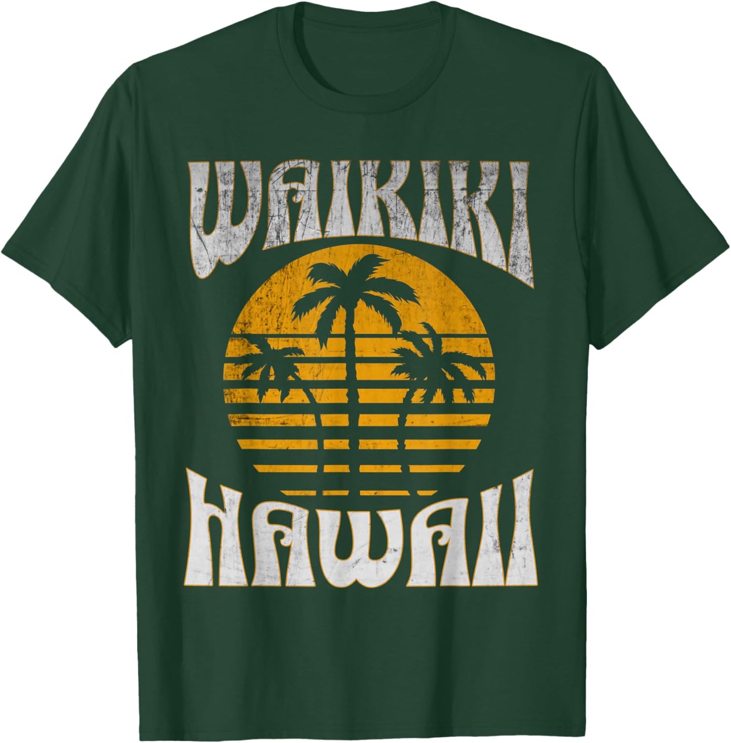 Waikiki Hawaii Beach Summer Vacation Vintage Women Kids T-Shirt - T-Shirt | Forest