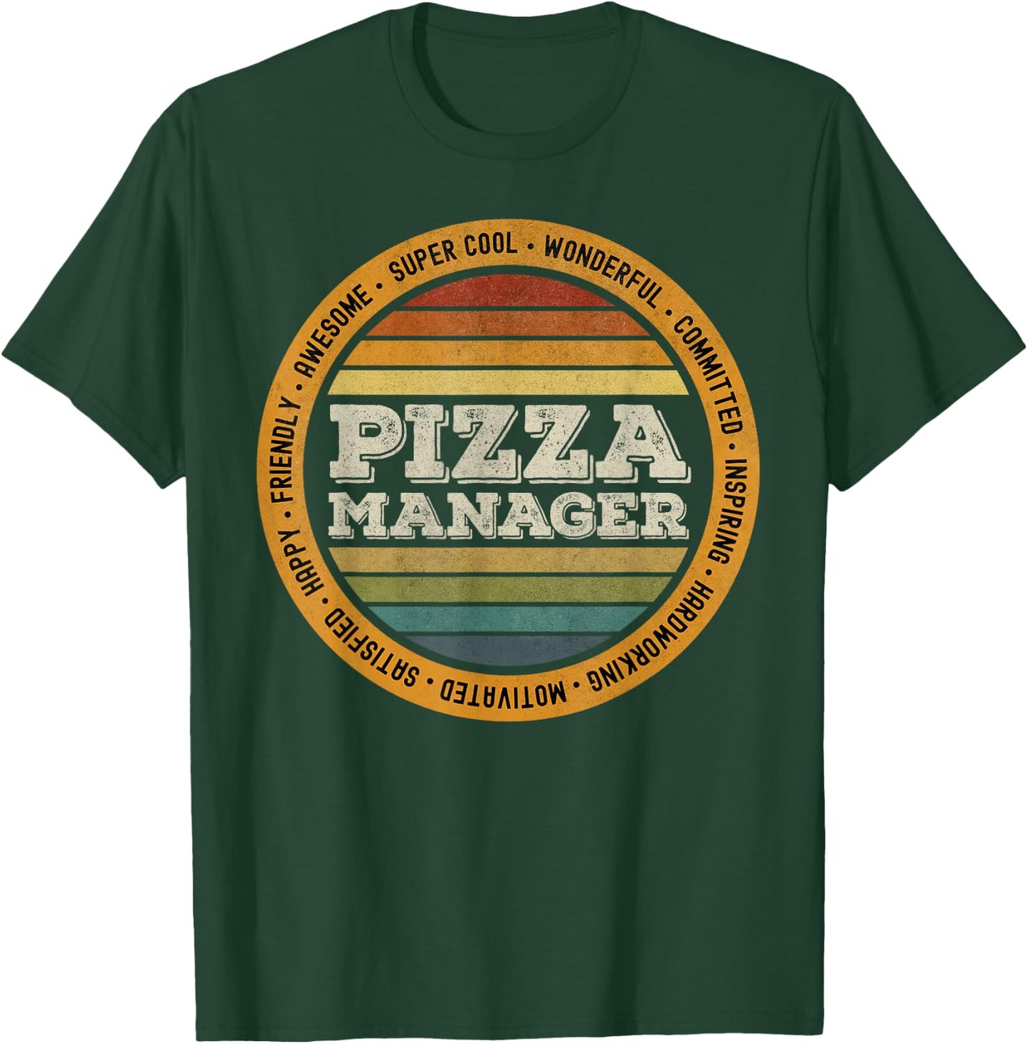Retro Vintage Pizza Lover Manager Delivery Guy T-Shirt - T-Shirt | Forest