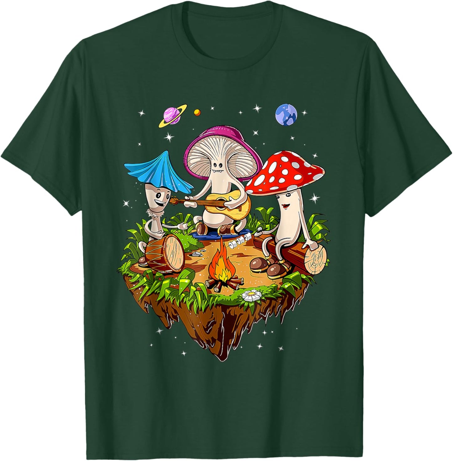 Funny Mushroom Hippie Camping Family Nighttime Campfire Fun T-Shirt - T-Shirt | Forest