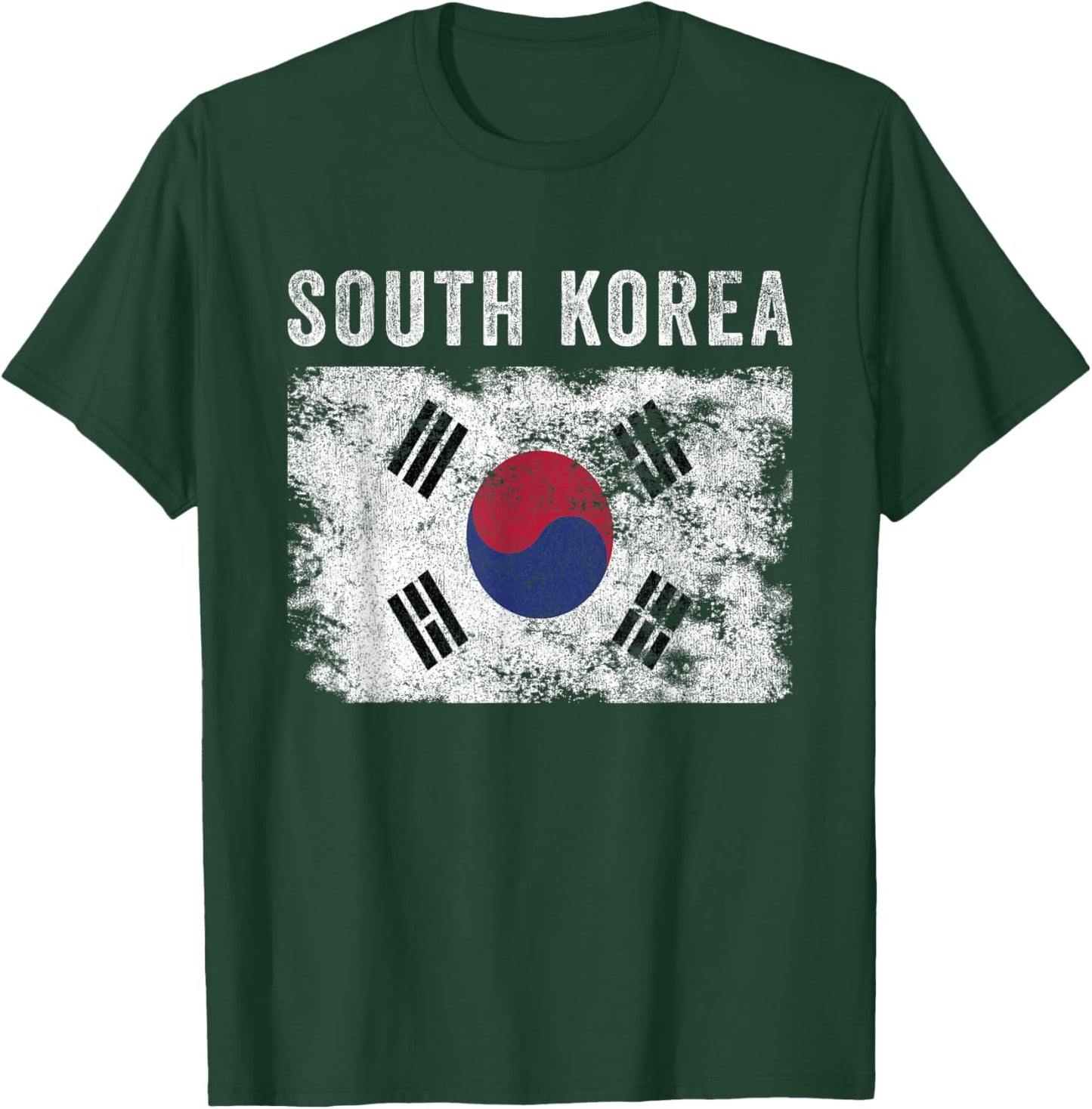 South Korea Flag Distressed - Men Women - South Korean Flag T-Shirt - T-Shirt | Forest