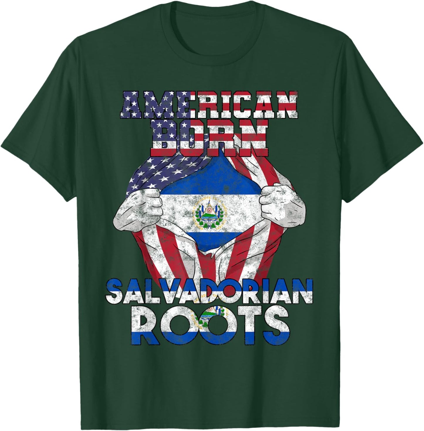 El Salvador Salvadoran Proud Flag American Hispanic Salvas T-Shirt - T-Shirt | Forest