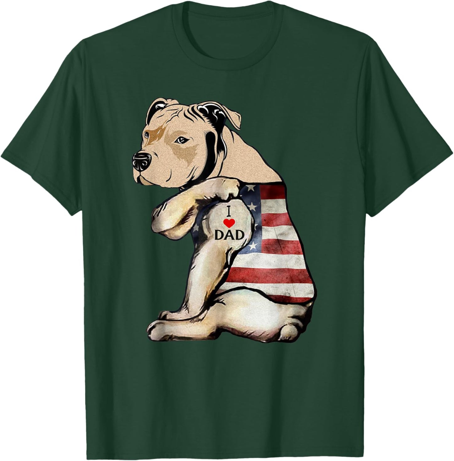 Pitbull I Love Dad Tattoo Fathers Day T-Shirt - T-Shirt | Forest