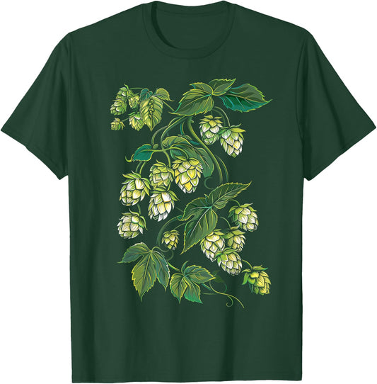 Beer Hops Botanical Vine T-Shirt - T-Shirt | Forest