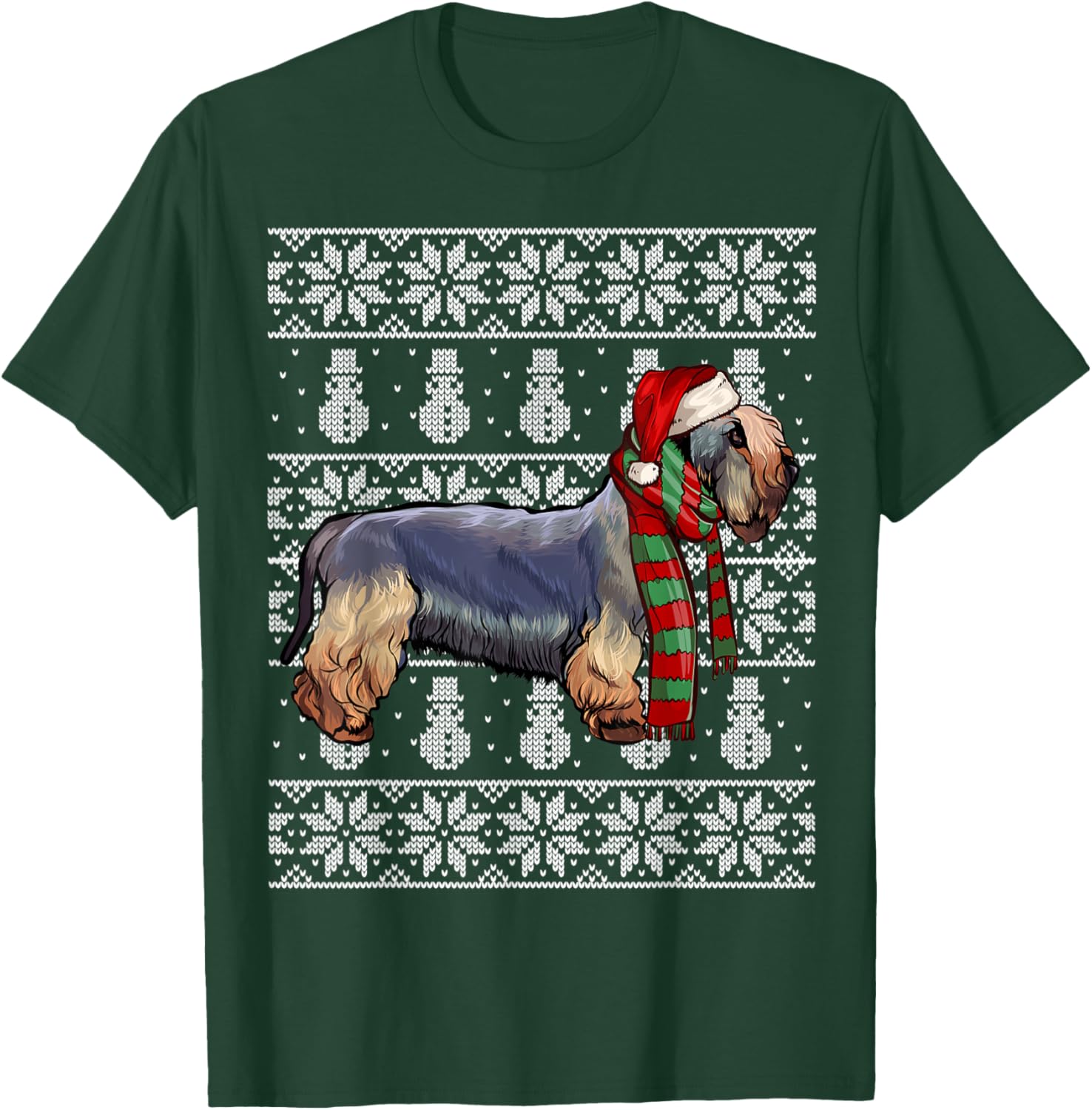 Santa Hat Xmas Cesky Terrier Ugly Christmas T-Shirt - T-Shirt | Forest
