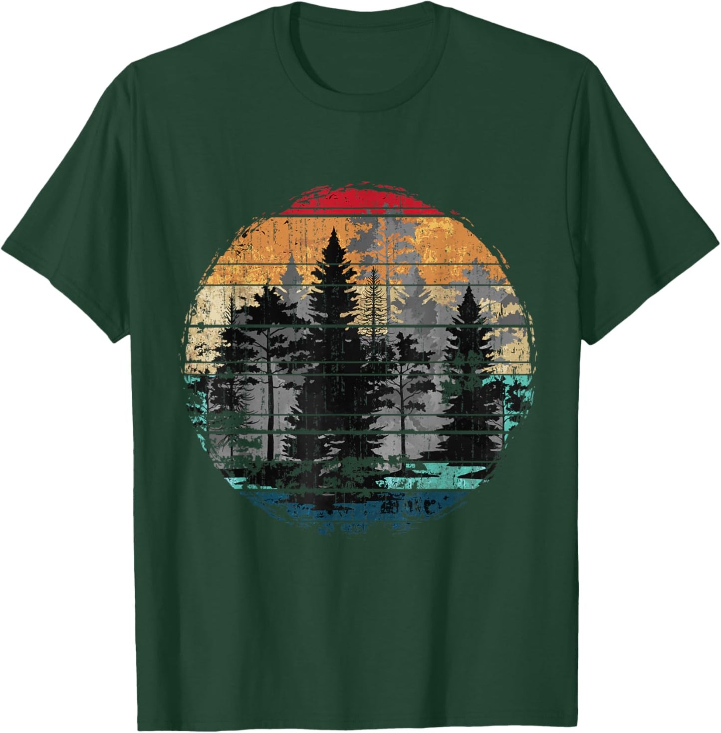 Wildlife Outdoor Forest Trees Retro Nature T-Shirt - T-Shirt | Forest