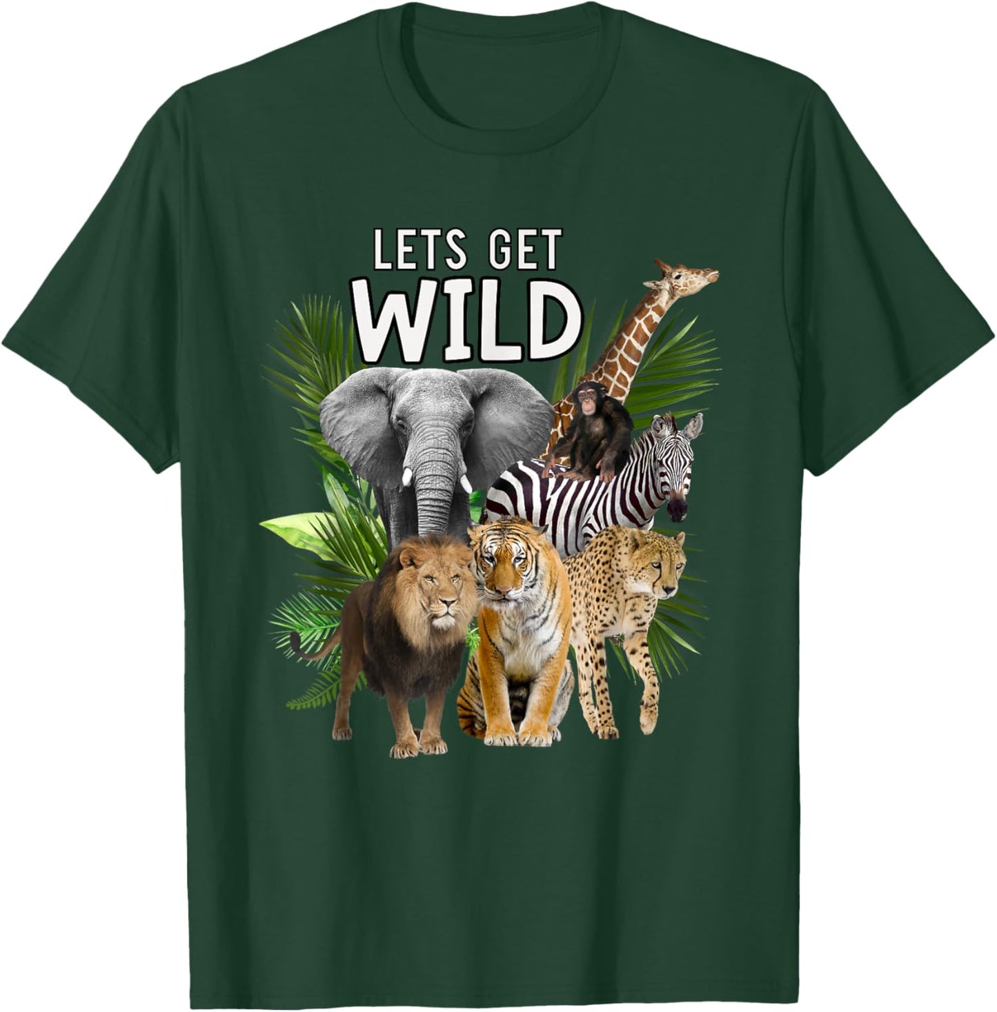 Let's Get Wild Zoo Animals Safari Party A Day At The Zoo T-Shirt - T-Shirt | Forest