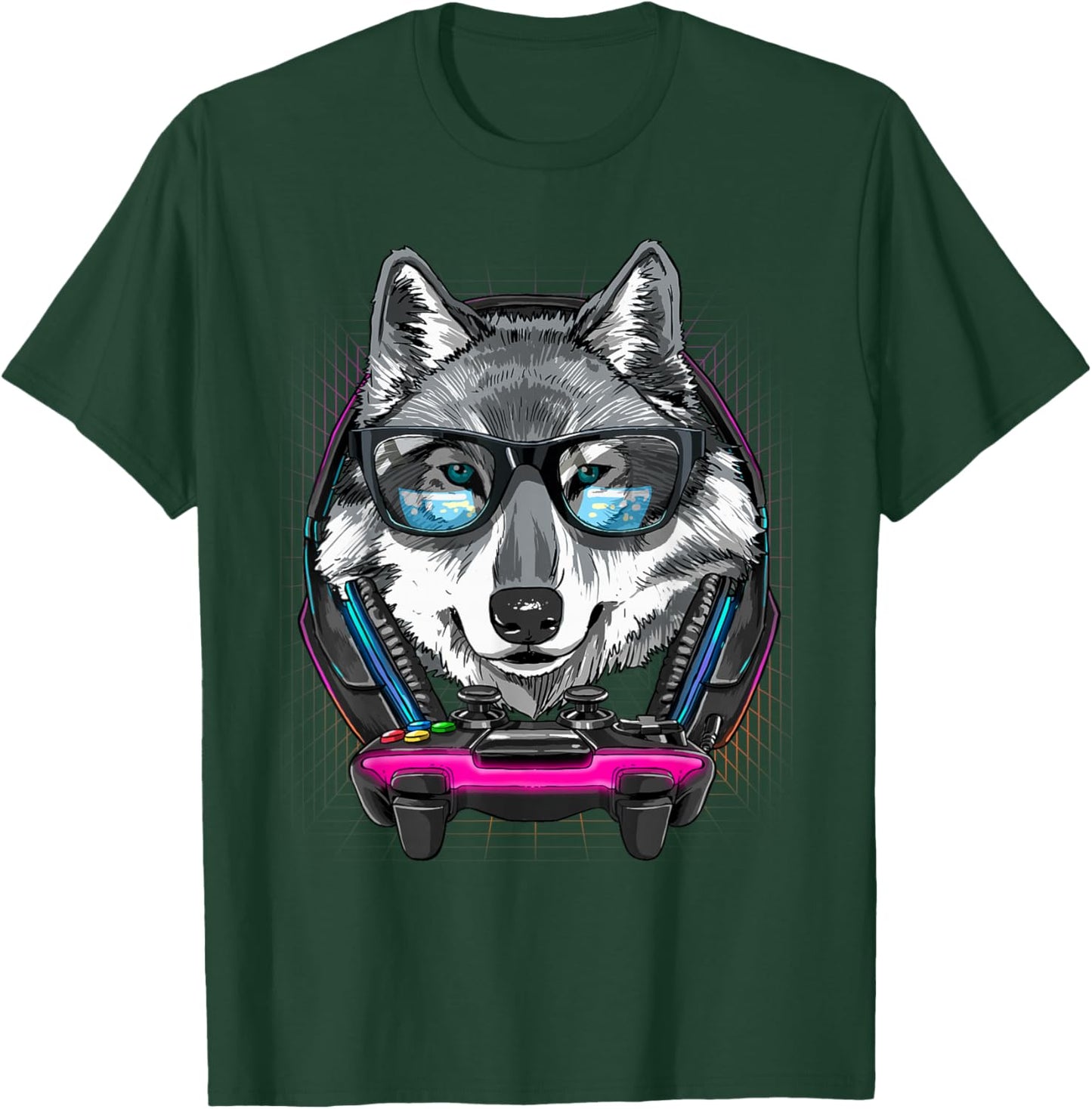 Gaming Wolf Video Gamer Player Animal Lover T-Shirt - T-Shirt | Forest