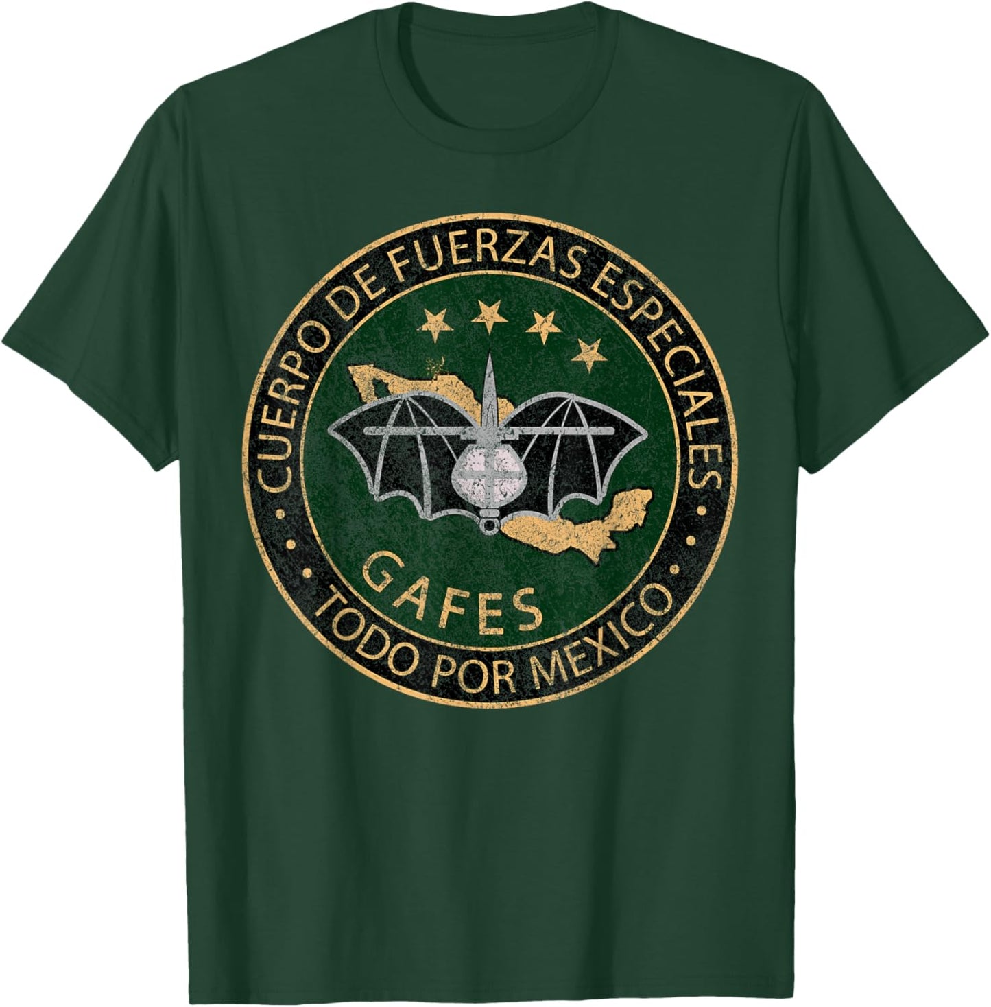 GAFES GAFE Mexican Special Force Fuerzas Mexican Patriot T-Shirt - T-Shirt | Forest