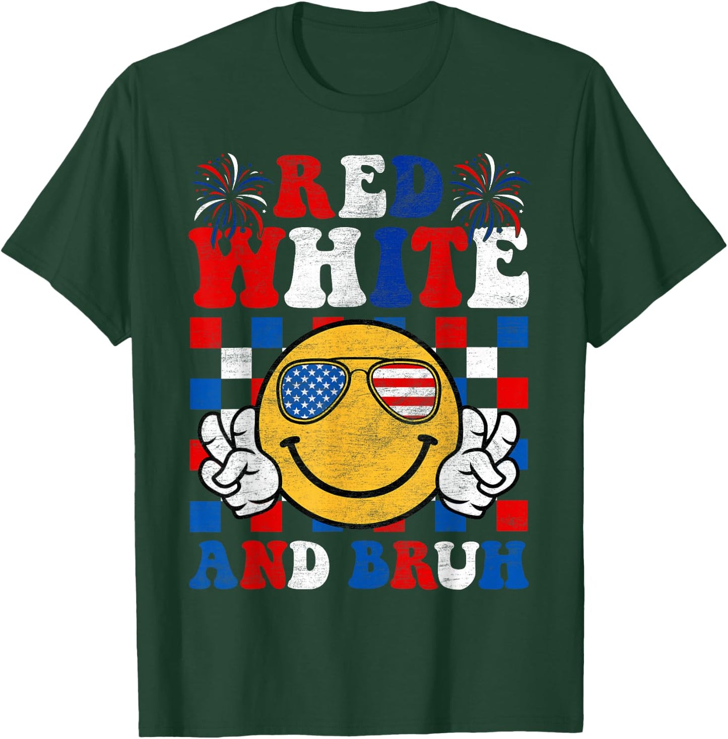 Red White And Bruh 4th Of July Boys Patriotic Men Teens Kids T-Shirt - T-Shirt | Forest