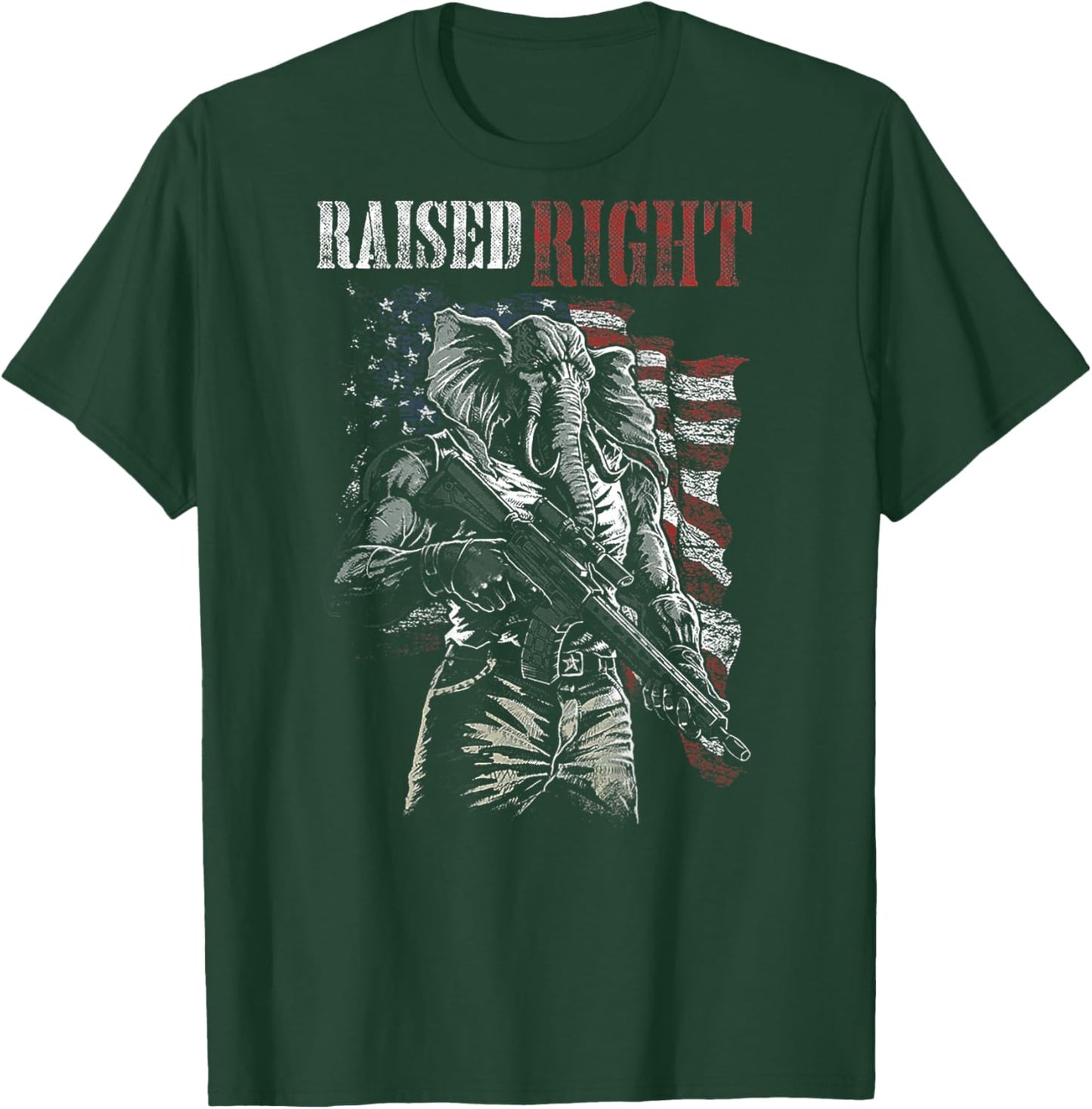 Raised Right Elephant (on back) T-Shirt - T-Shirt | Forest