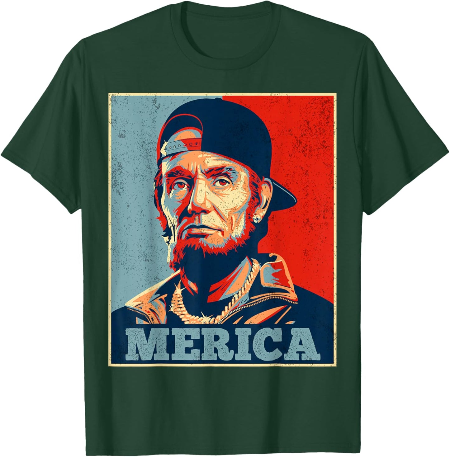 Abraham Lincoln 4th of July Merica Men Women American Flag T-Shirt - T-Shirt | Forest