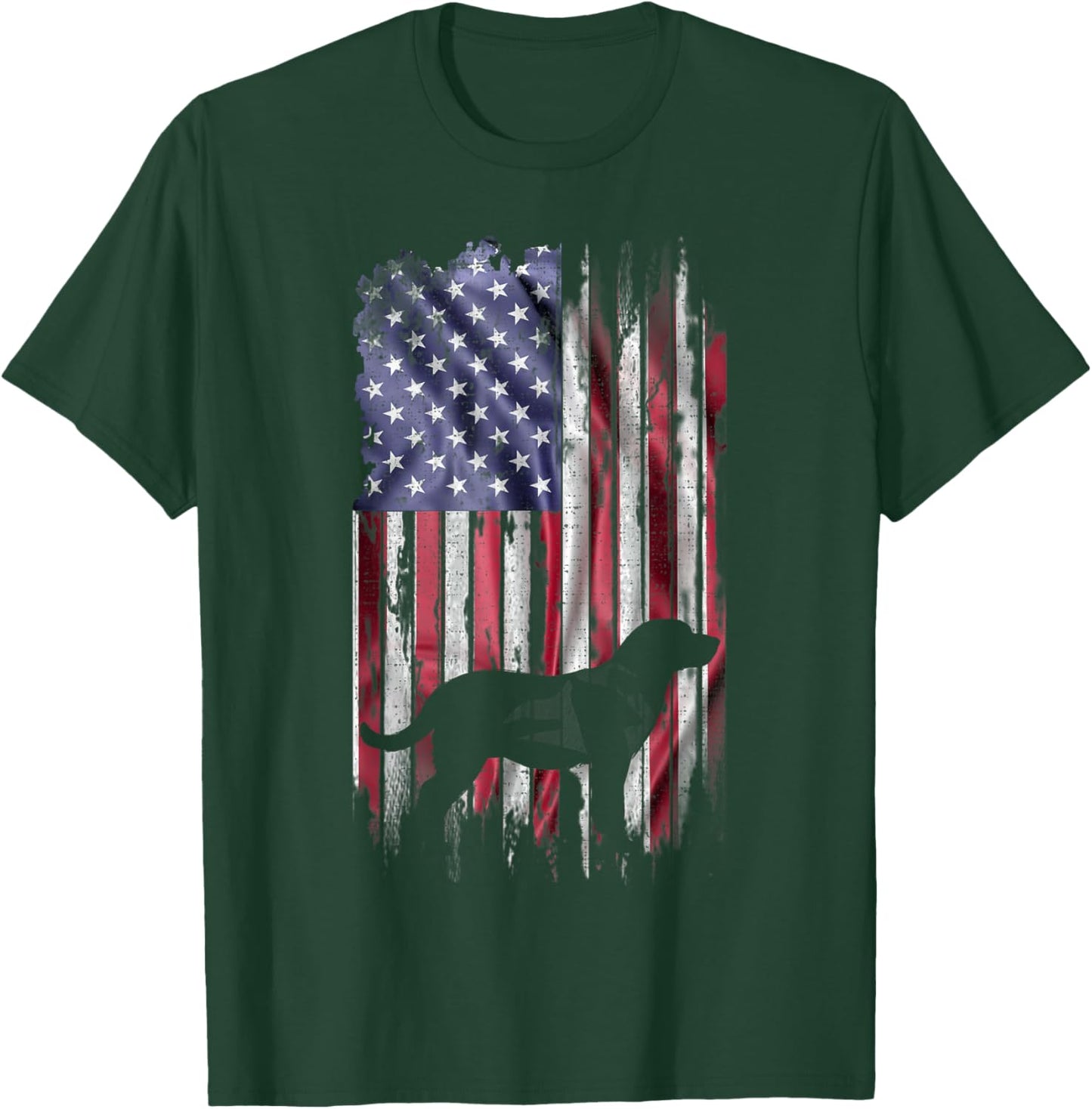 Vintage USA Flag Love Labrador Retriever Dog Lab Silhouette T-Shirt - T-Shirt | Forest