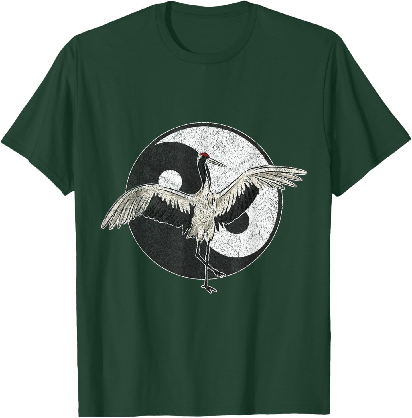 Tai Chi Chuan Taiji Chinese Martial Arts Gift Retro Vintage - -Adults - Black - Small - Short Sleeve - Classic Fit - Cotton 100% - Tai Chi Crane Design T-Shirt - T-Shirt | Forest