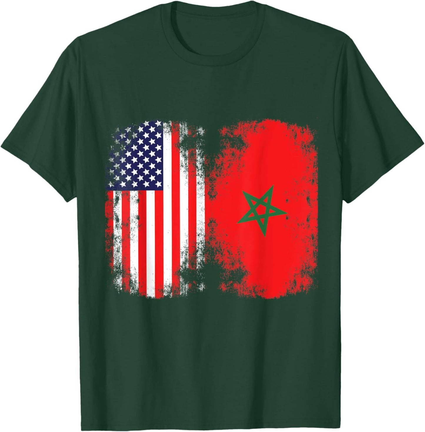 Moorish American Morocco Flag Moroccan Soccer Supporter T-Shirt - T-Shirt | Forest