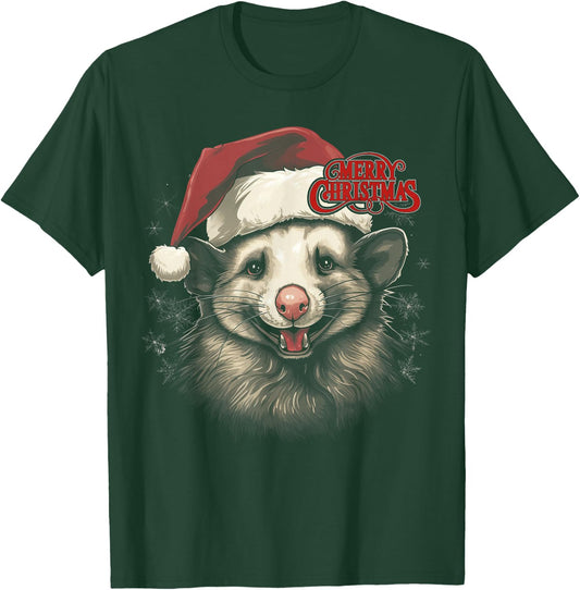 Opossum Possum Funny Merry Christmas Santa Matching Family T-Shirt - T-Shirt | Forest