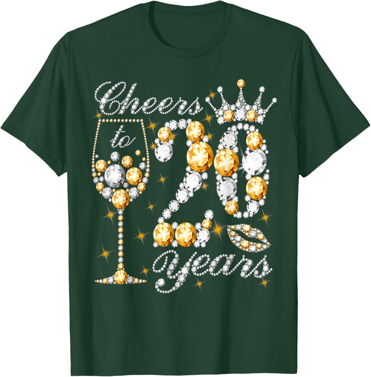 Cheers To 20 Years Old Happy 20th Birthday Queen Drink Wine T-Shirt - T-Shirt | Forest