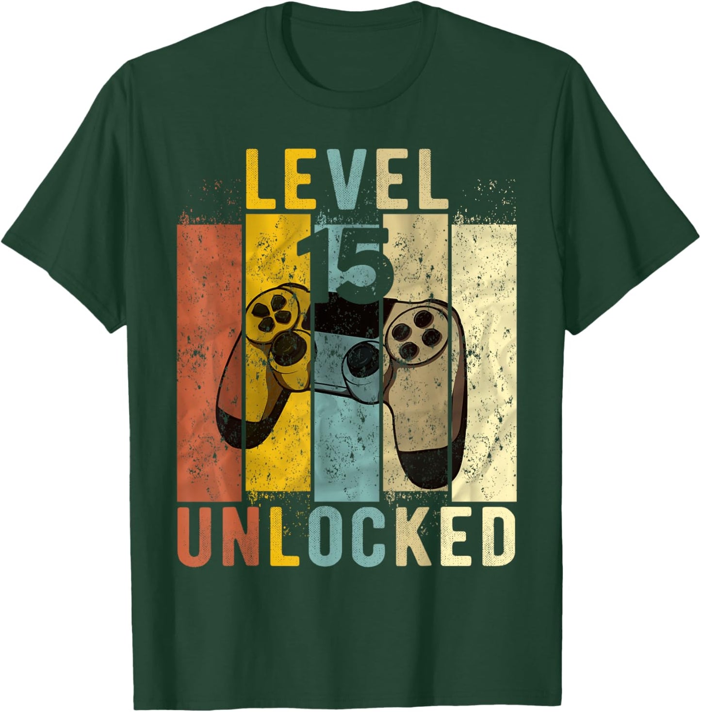 15th Birthday Level 15 Unlocked Video Gamer T-Shirt - T-Shirt | Forest