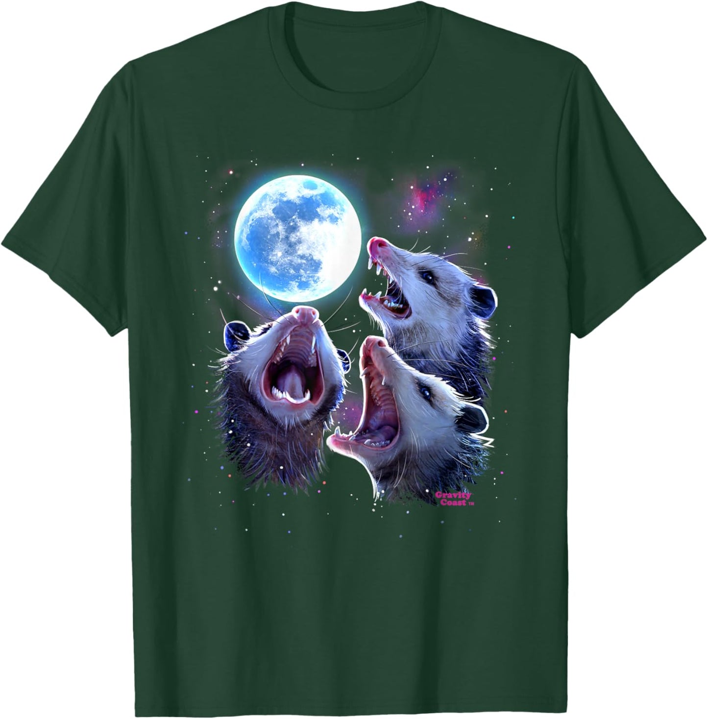 Three Opossums howling at the Moon Funny Pet Possum Shirt T-Shirt - T-Shirt | Forest