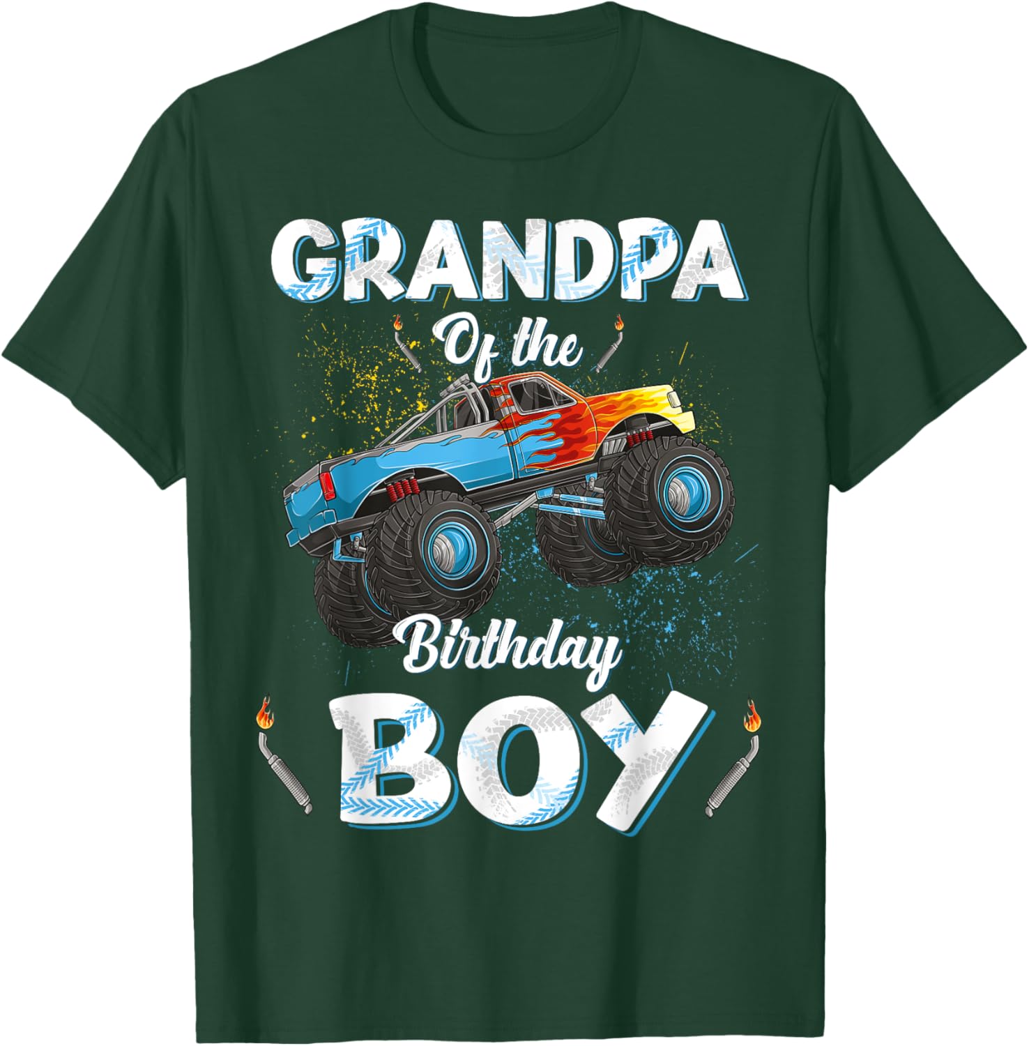 Grandpa Of The Birthday Boy Monster Truck Bday Men Grampy T-Shirt - T-Shirt | Forest