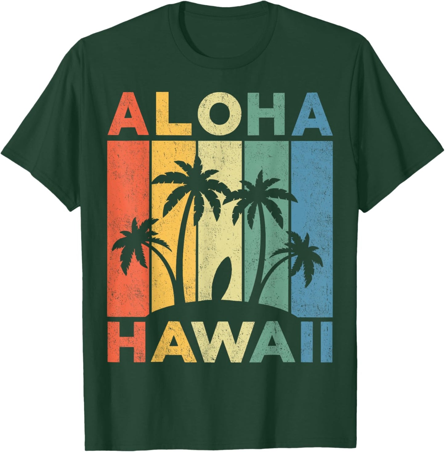 Aloha Hawaii Hawaiian Island Shirt Palm Beach Surfboard Surf Men Women Girls Kids T-Shirt - T-Shirt | Forest