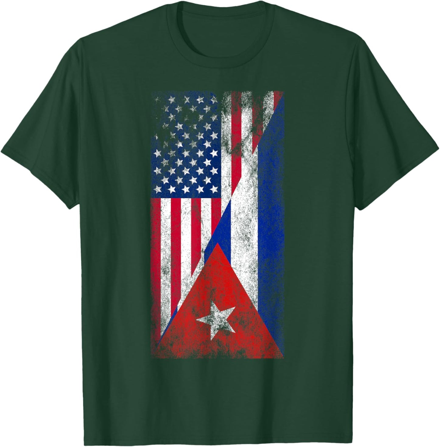 USA Cuba Flags - United States of America, Cuban T-Shirt - T-Shirt | Forest