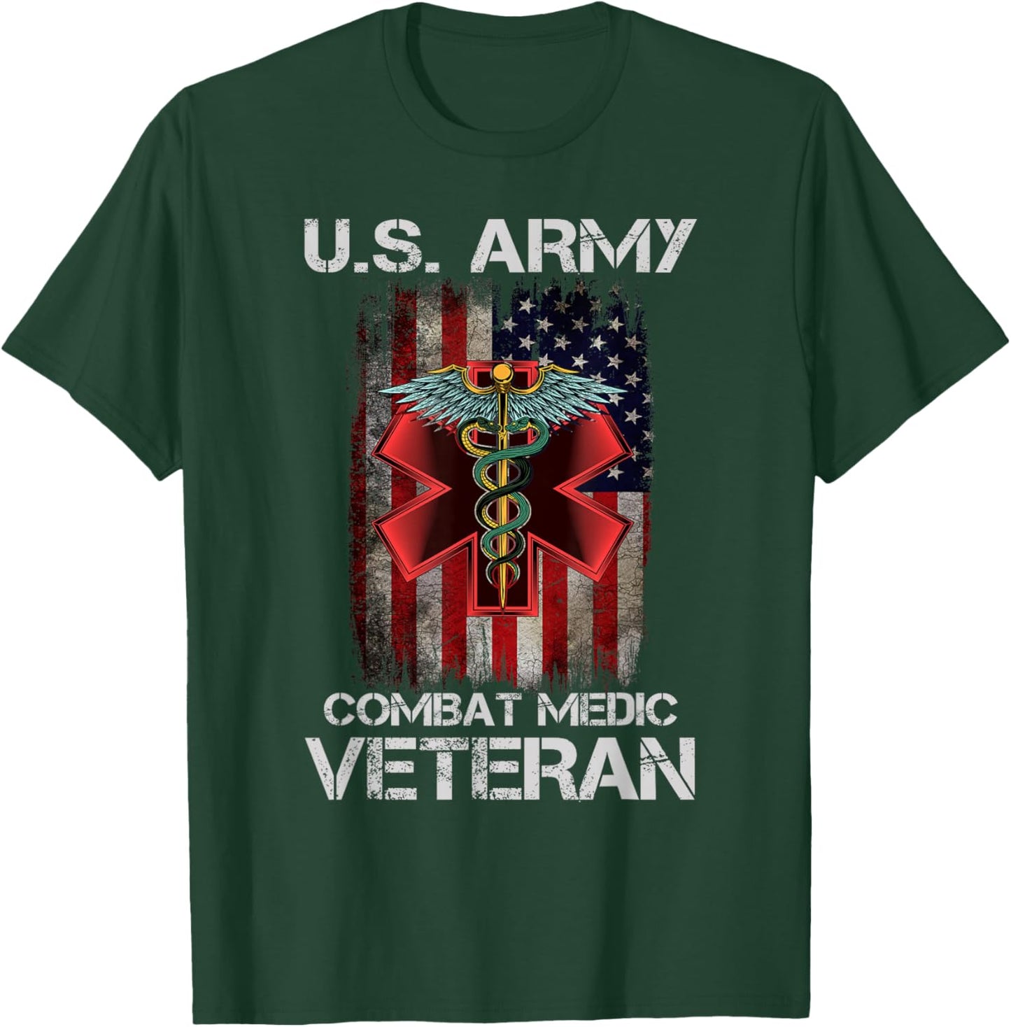 U.S. Army Combat Medic Veteran T-Shirt - T-Shirt | Forest
