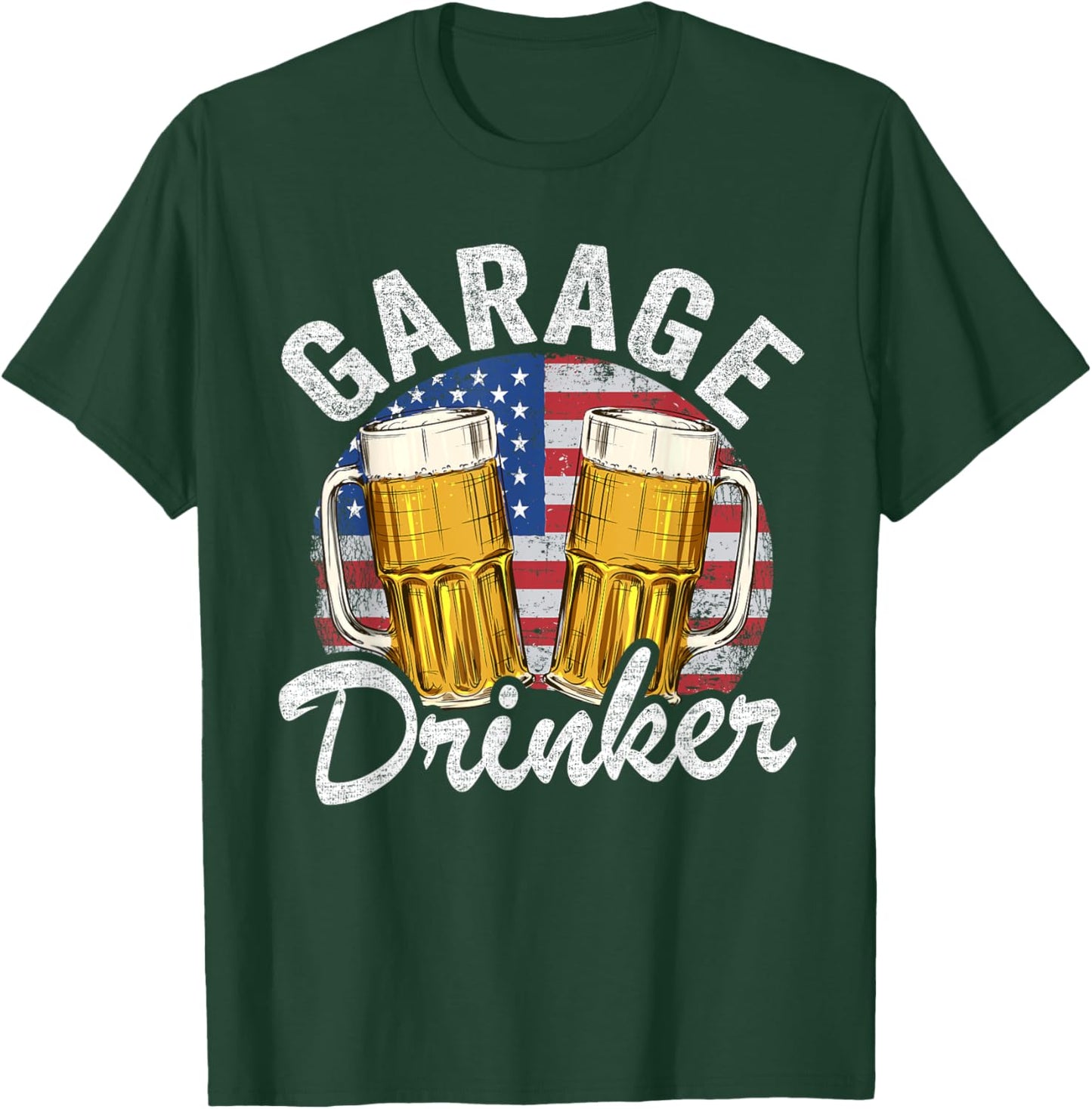 Garage Drinker 4th Of July American Flag Dad Garage T-Shirt - T-Shirt | Forest
