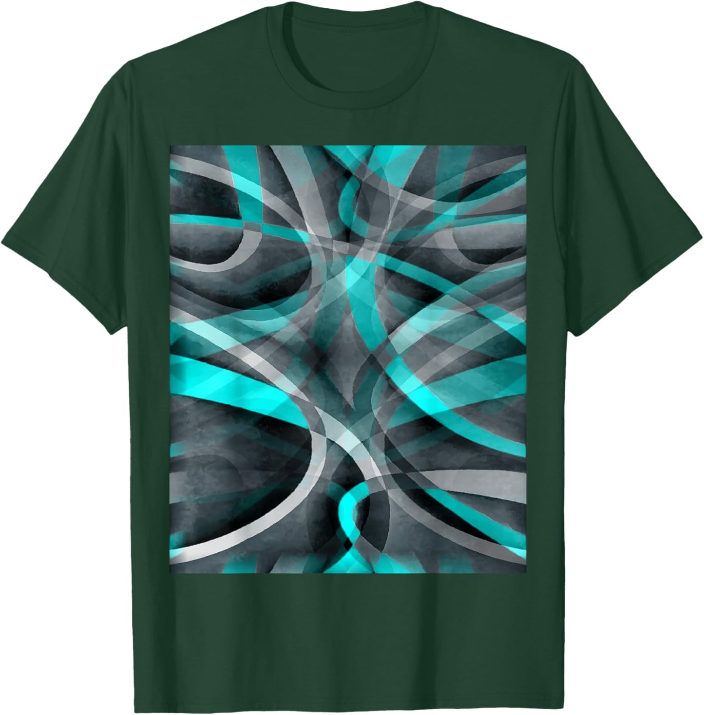 Eighties Turquoise On Grey Abstract Strip Pattern T-Shirt - T-Shirt | Forest