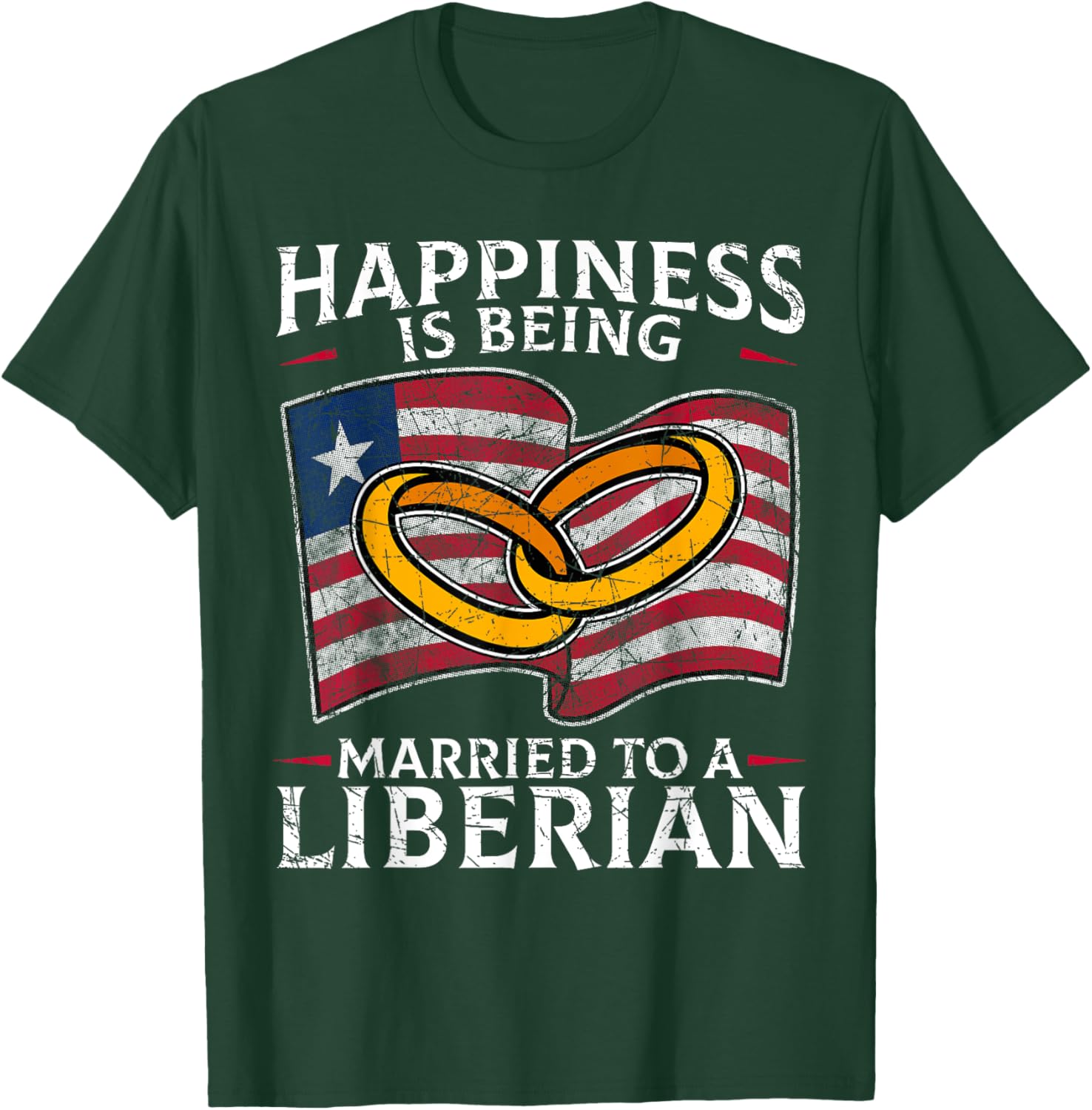 Liberian Marriage Liberia Married Wedding Heritage Flag T-Shirt - T-Shirt | Forest