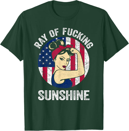Just A Ray Of Fucking Sunshine Shirt US Flag Sarcastic T-Shirt - T-Shirt | Forest