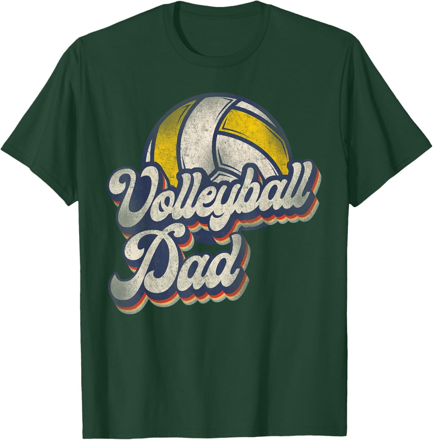 Volleyball Player Team Dad Father Retro Vintage Volleyball T-Shirt - T-Shirt | Forest