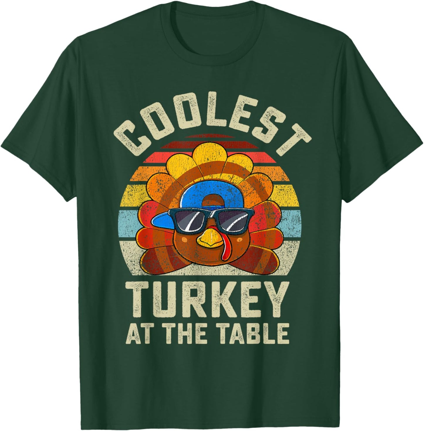 Funny Thanksgiving Retro Style Coolest Turkey At The Table T-Shirt - T-Shirt | Forest