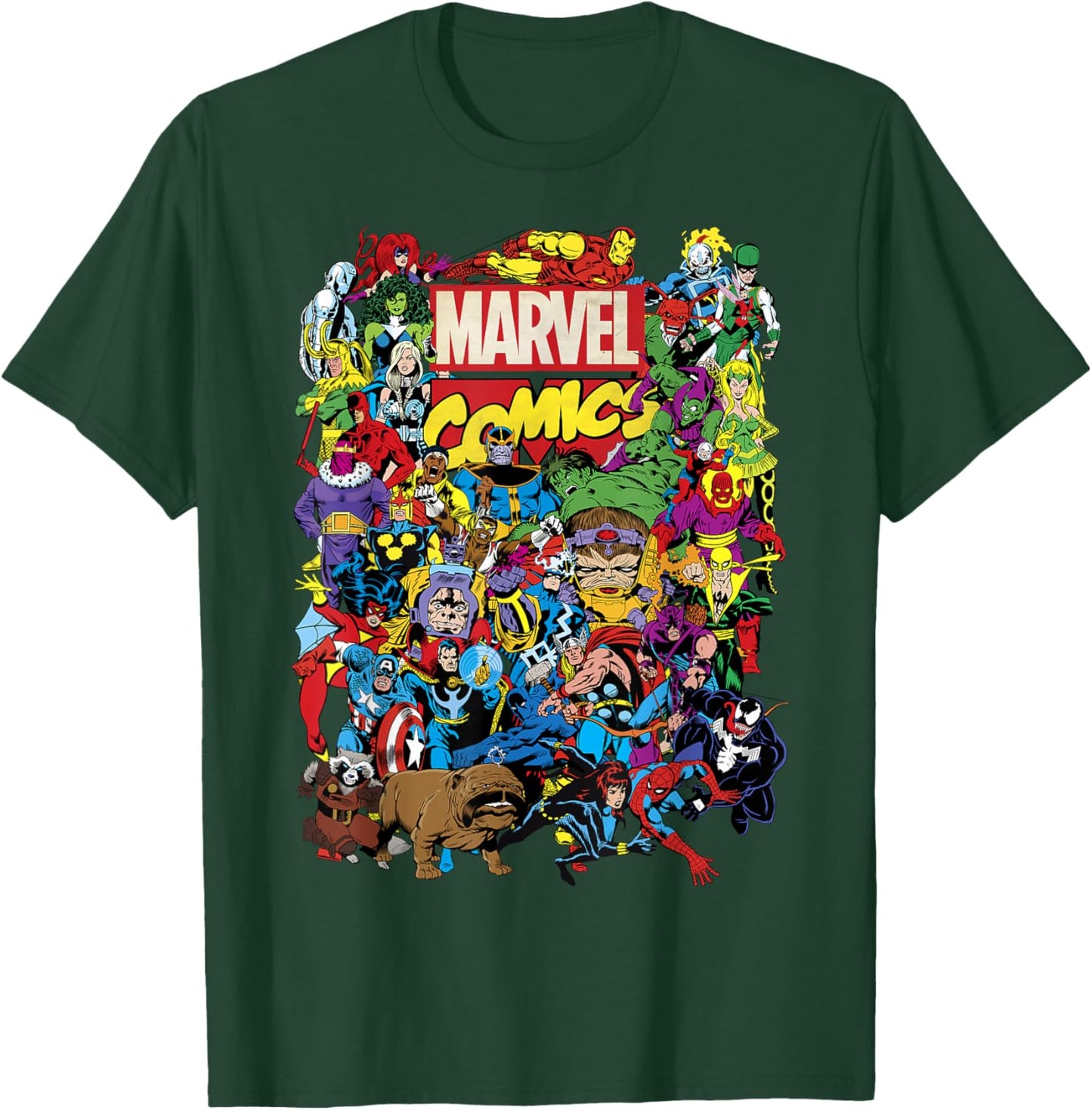Marvel Comics Retro Classic Avengers Heroes Group Shot T-Shirt - T-Shirt | Forest
