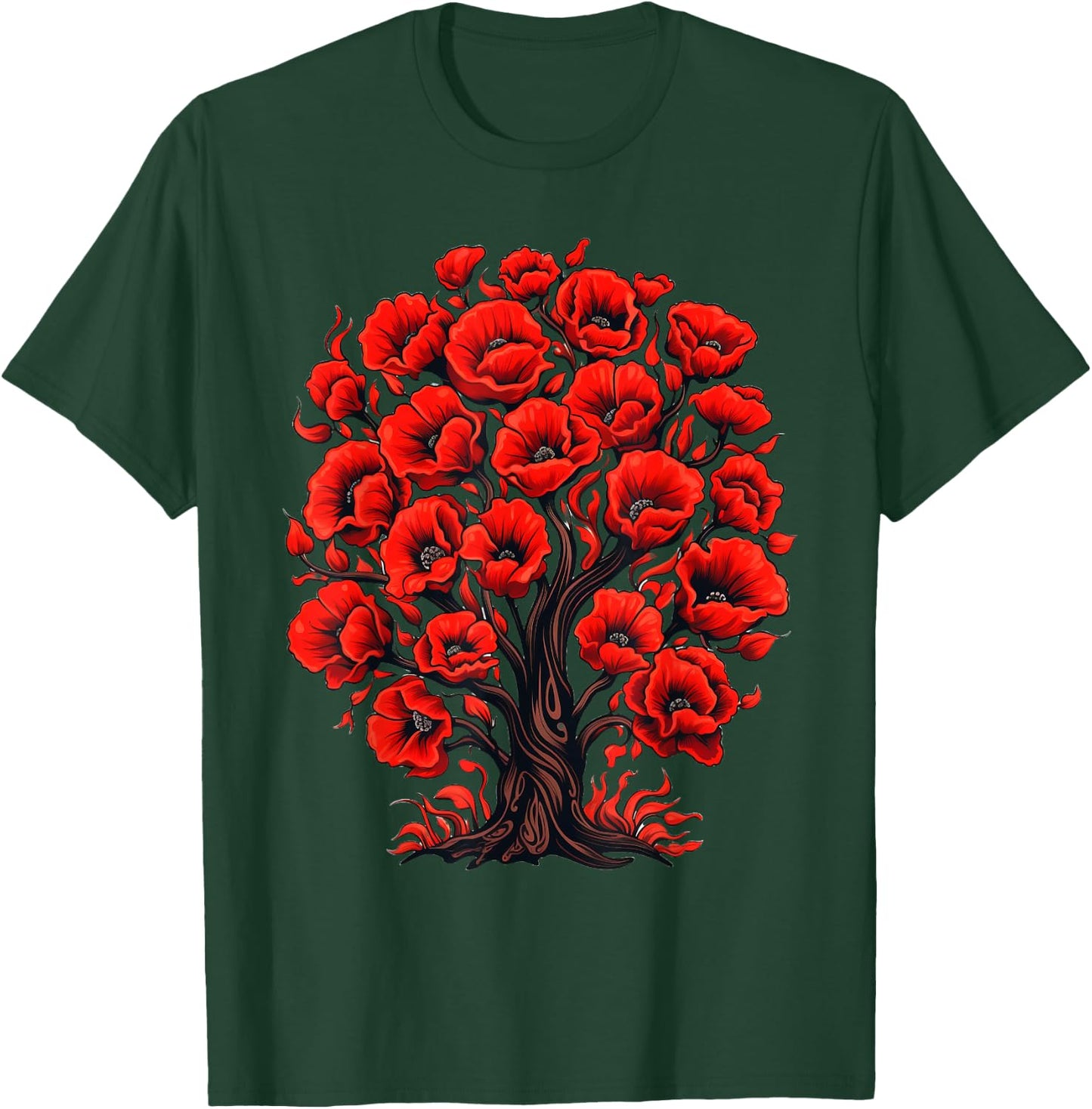 Red Poppies Tree Poppy Flower Floral T-Shirt - T-Shirt | Forest