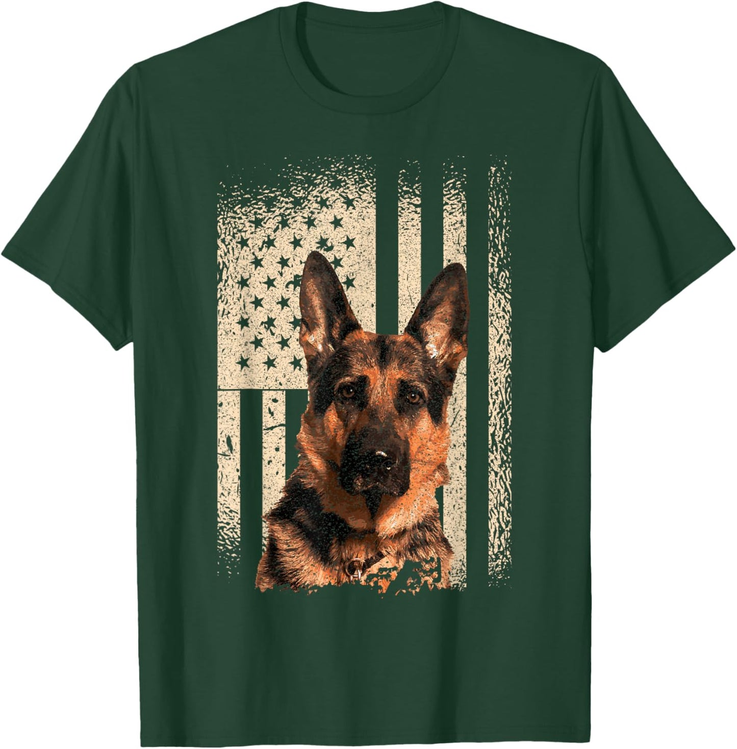 German Shepherd Dog USA Men Woman Patriotic Memorial T-Shirt - T-Shirt | Forest
