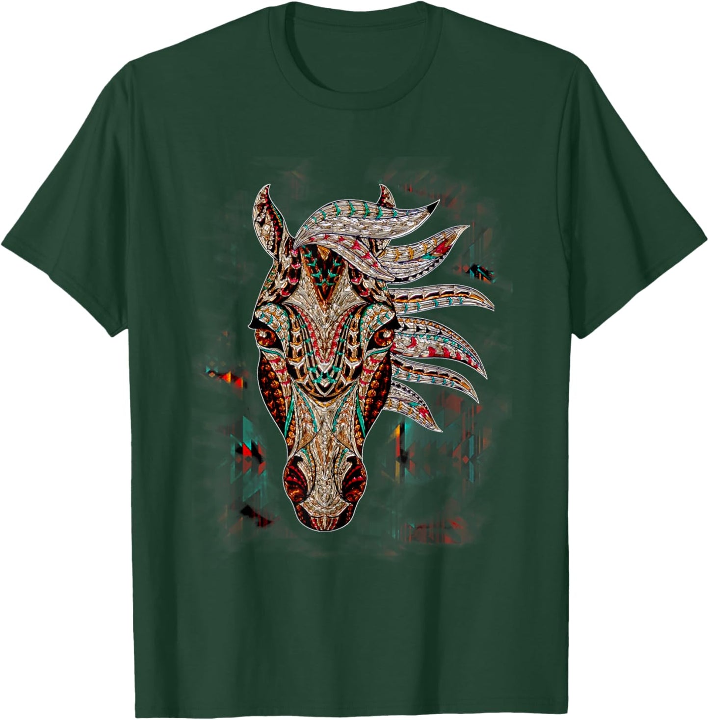 Horse Tribal Abstract Art Native American Geometric Horse T-Shirt - T-Shirt | Forest