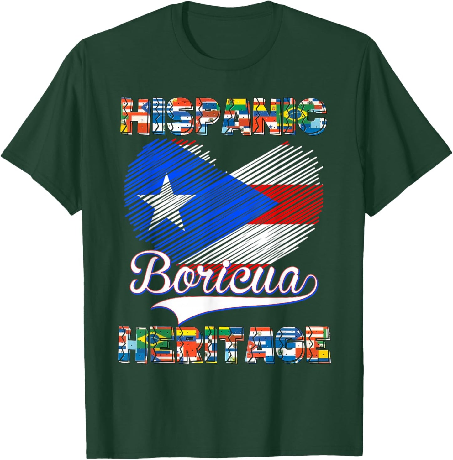 National Hispanic Heritage Month Puerto Rico Flag Boricua T-Shirt - T-Shirt | Forest