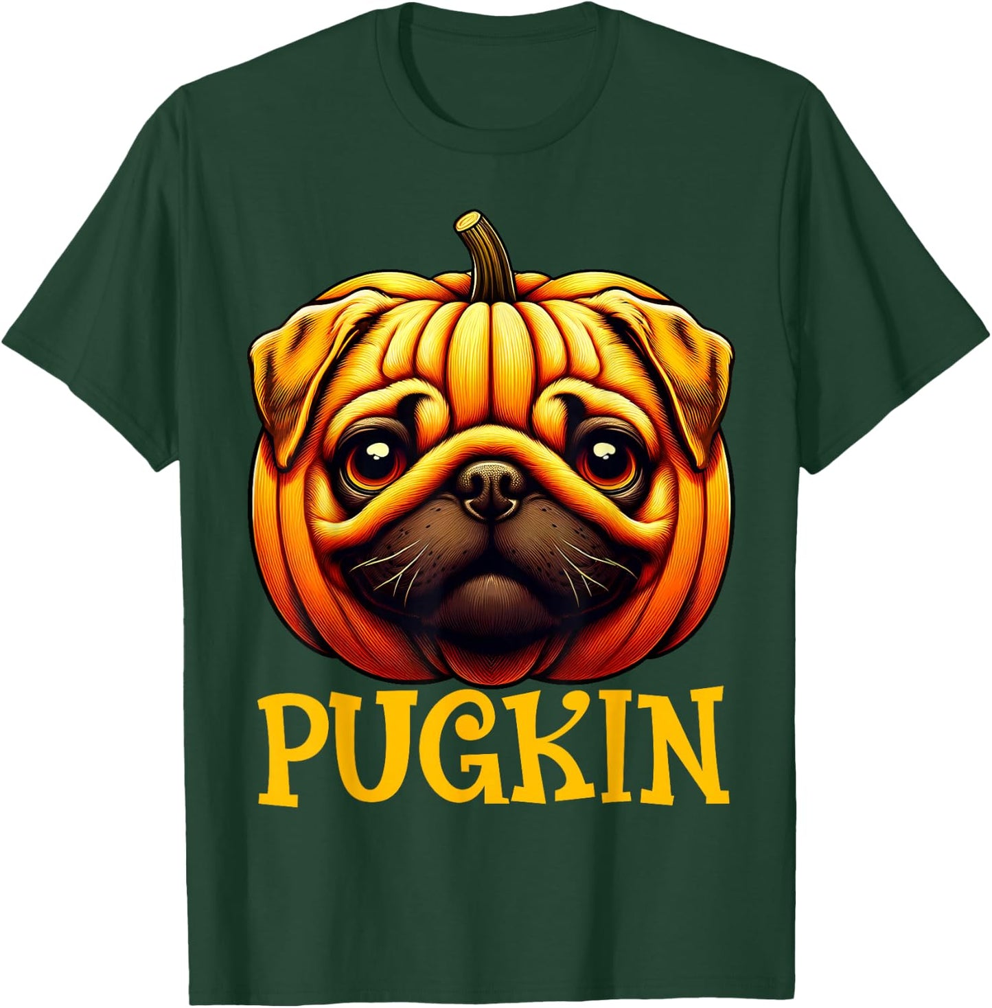 Funny Pugkin Pug Pumpkin Halloween Thanksgiving Men Women T-Shirt - T-Shirt | Forest