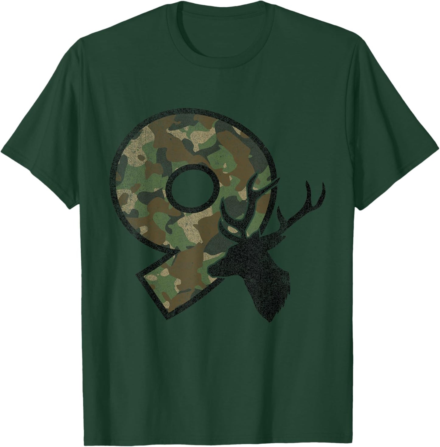9 Nine Year Old Boy Ninth Birthday Country Camo Deer Hunter T-Shirt - T-Shirt | Forest