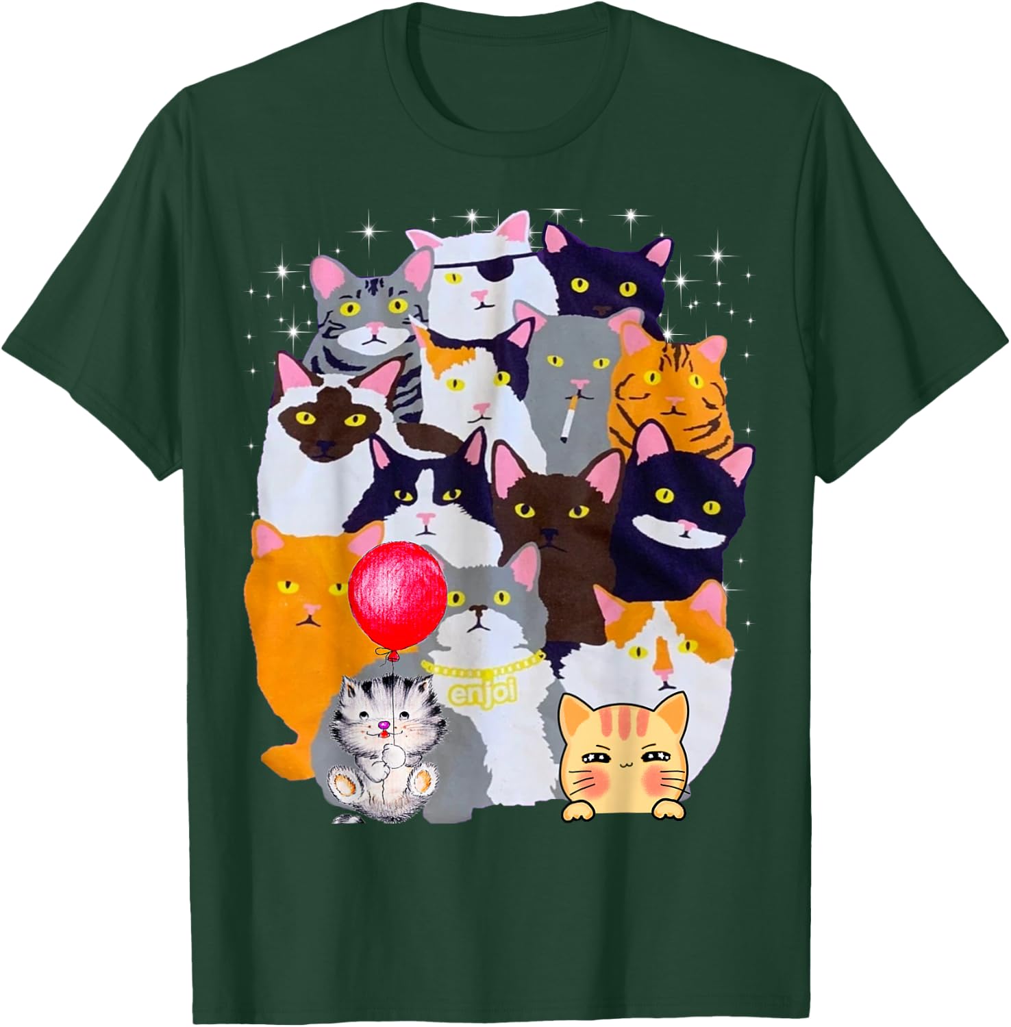 Vintage Y2K Enjoi Cat Gang Cool Cat Mom Cat Dad Kitten Lover T-Shirt - T-Shirt | Forest