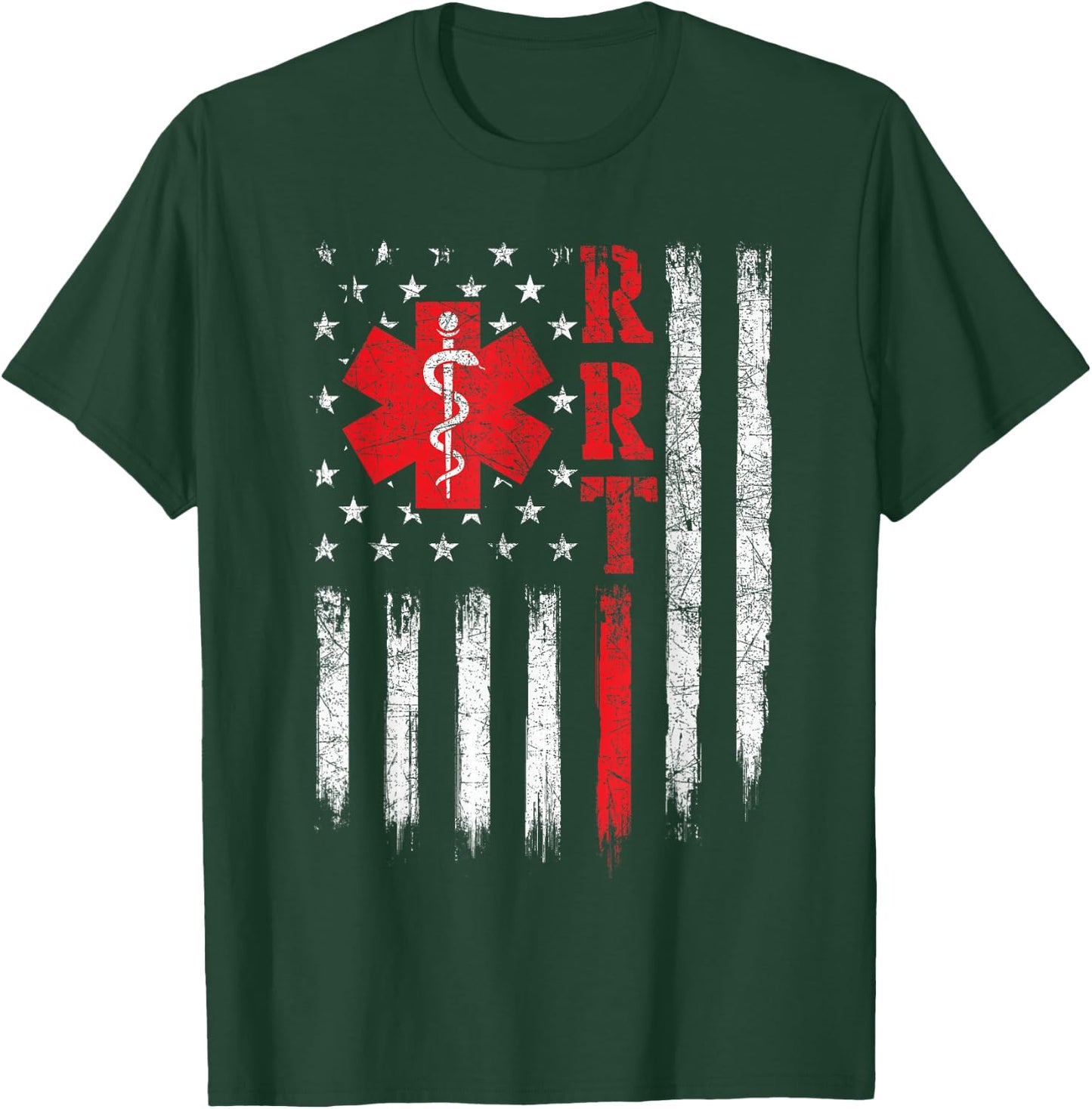 USA American Flag Respiratory Therapist Therapy T-Shirt - T-Shirt | Forest