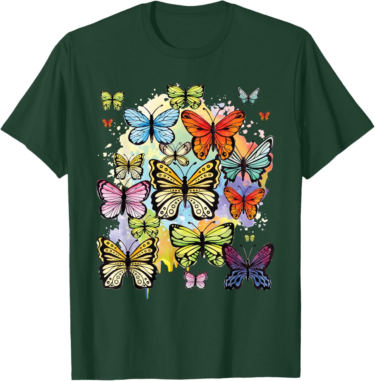 Rainbow Butterflies - Butterfly Lover Entomologist Gardener T-Shirt - T-Shirt | Forest