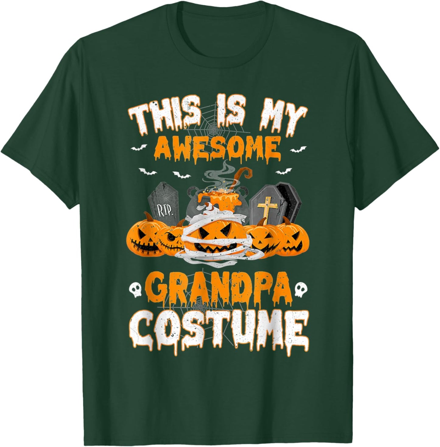 This Is My Awesome Grandpa Costume Scary Pumpkin Halloween T-Shirt - T-Shirt | Forest