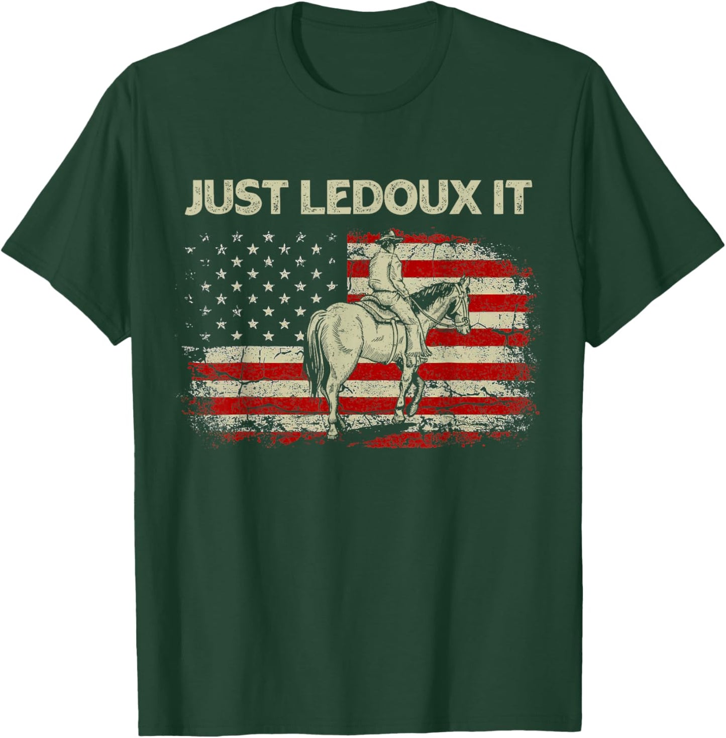 Just Ledoux It Cowboy Whiskey Wine Lover Vintage USA Flag T-Shirt - T-Shirt | Forest