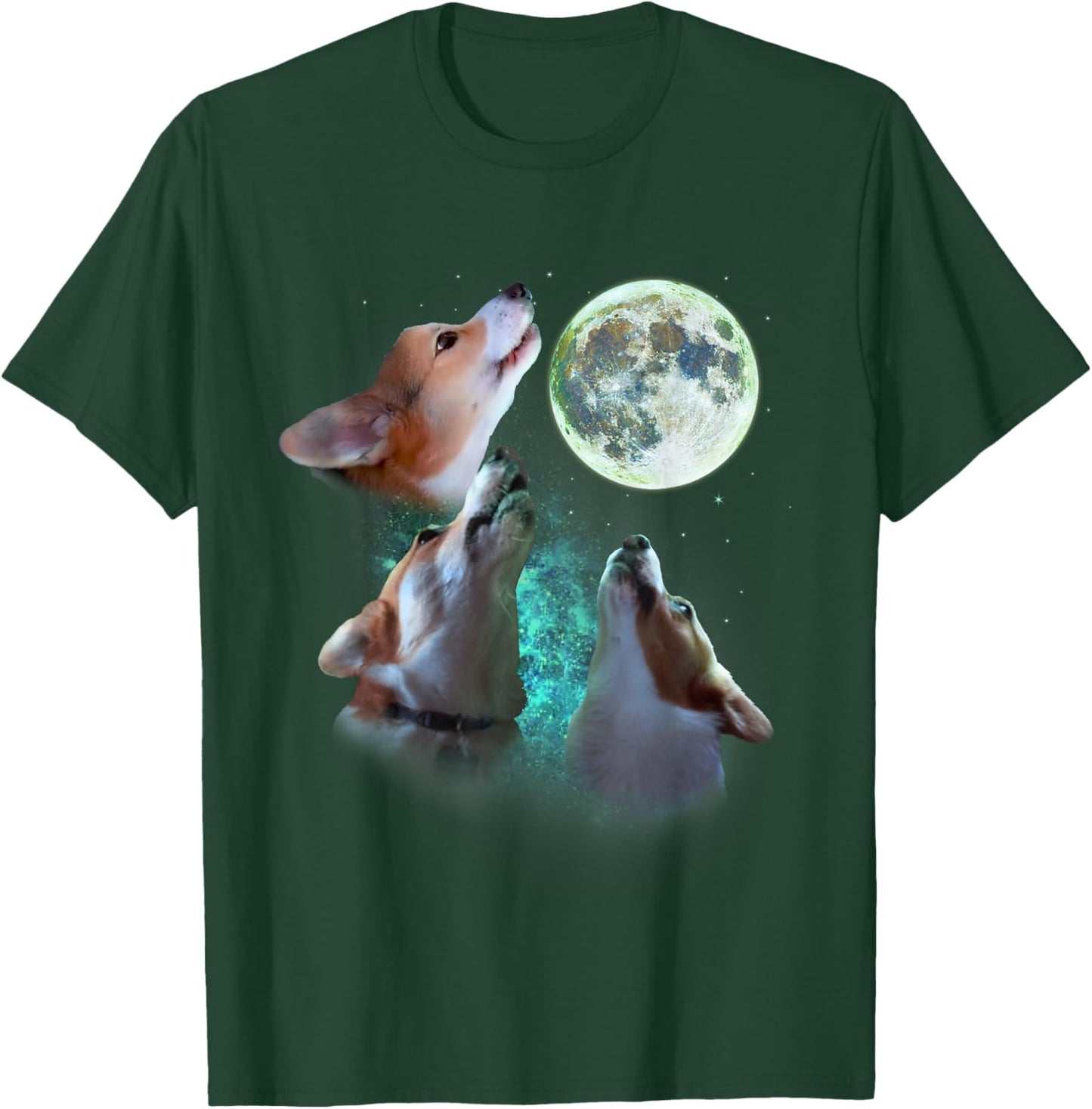 Three Corgis Howl At Moon 3 Wolfs - Funny Wolves Parody T-Shirt - T-Shirt | Forest