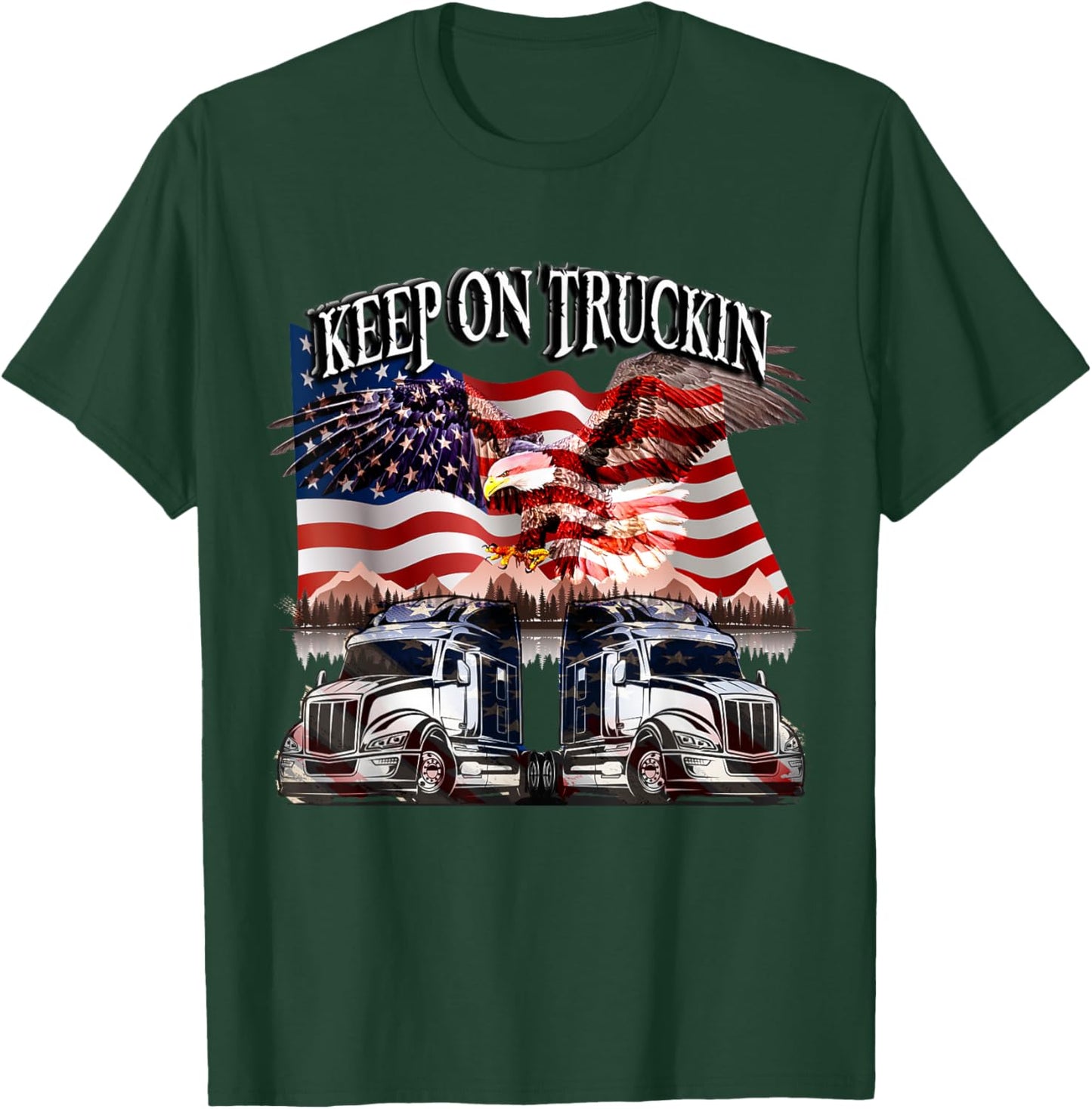 Keep on Truckin. Eagle USA Flag Design T-Shirt - T-Shirt | Forest
