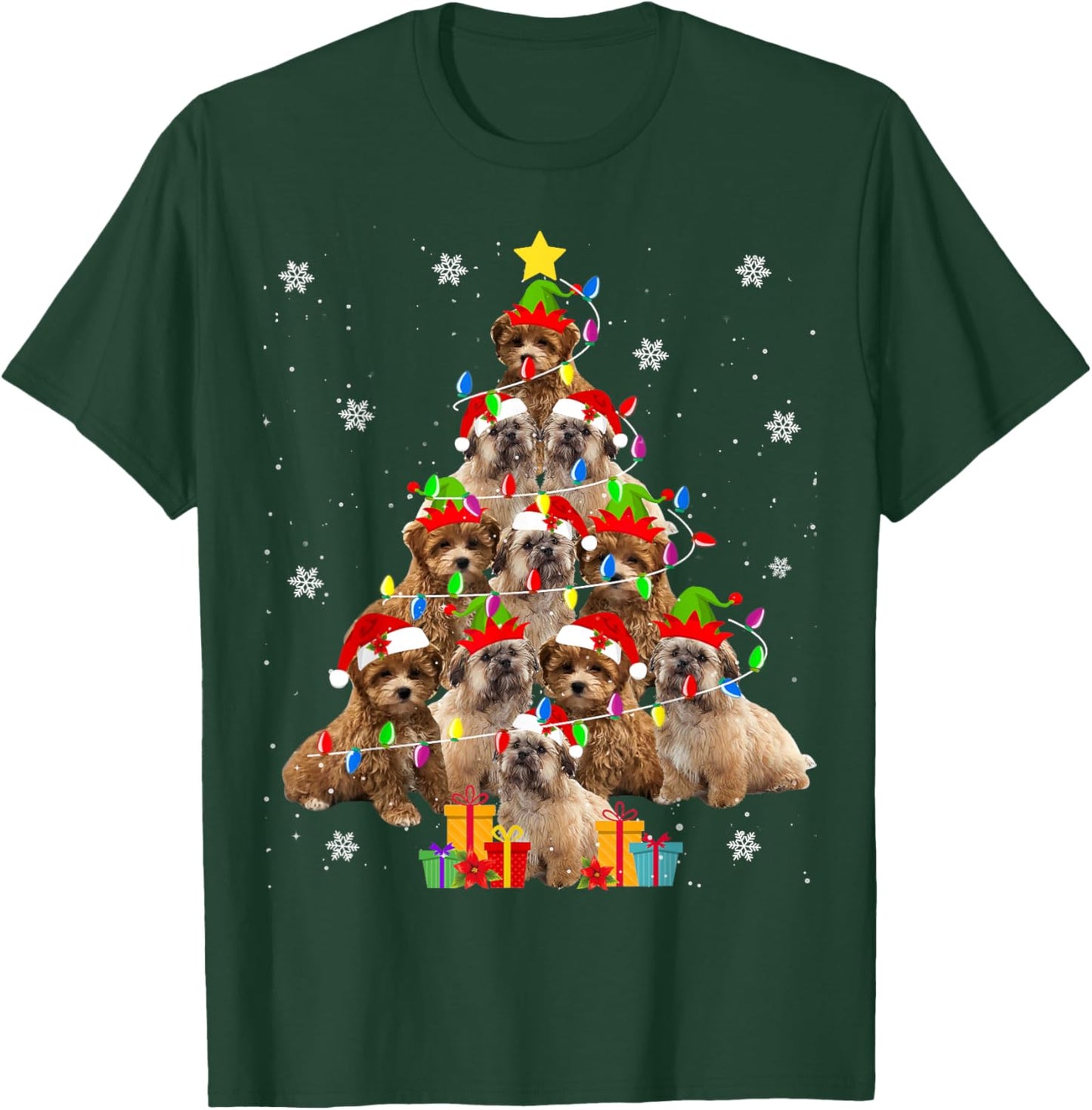 Shih-poo Christmas Tree Funny Santa Shih-poo Dog Xmas T-Shirt - T-Shirt | Forest