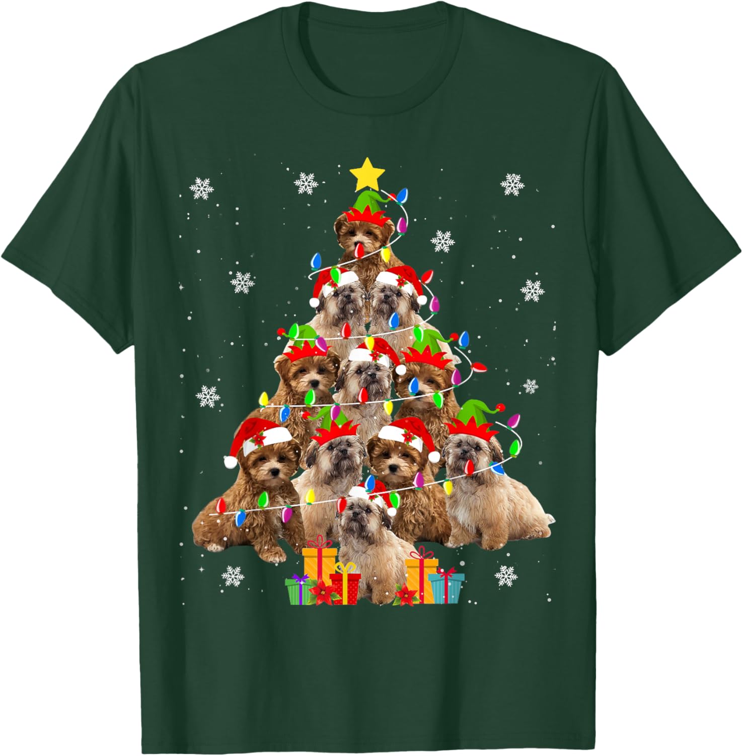 Shih-poo Christmas Tree Funny Santa Shih-poo Dog Xmas T-Shirt - T-Shirt | Forest