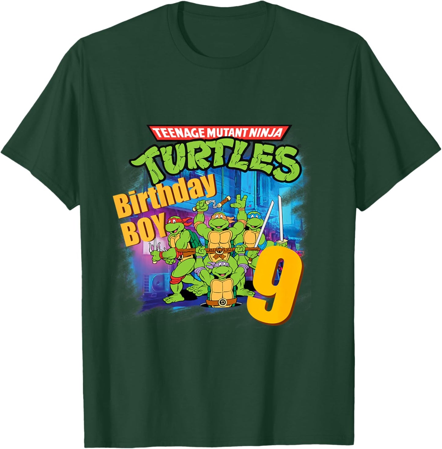 Mademark x Teenage Mutant Ninja Turtles - Kids Original Teenage Mutant Ninja Turtles Classic 9th Birthday T-Shirt - T-Shirt | Forest