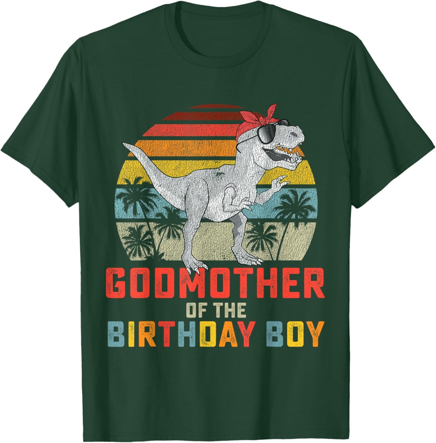 Godmother Dinosaur of the Birthday Boy Matching Family T-Shirt - T-Shirt | Forest